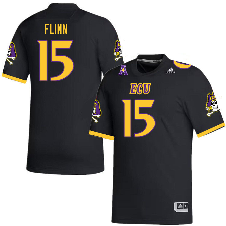 Men #15 Alex Flinn ECU Pirates 2023 College Football Jerseys Stitched-Black - Click Image to Close